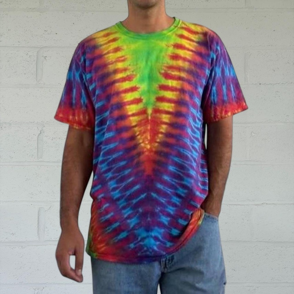 Mens Multi-Color Tie-Dye T-Shirt Psychedelic Swirl Short Sleeve Tee